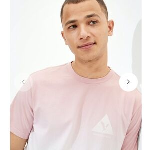 American Eagle Men Pink Dip Dye Graphic Tee